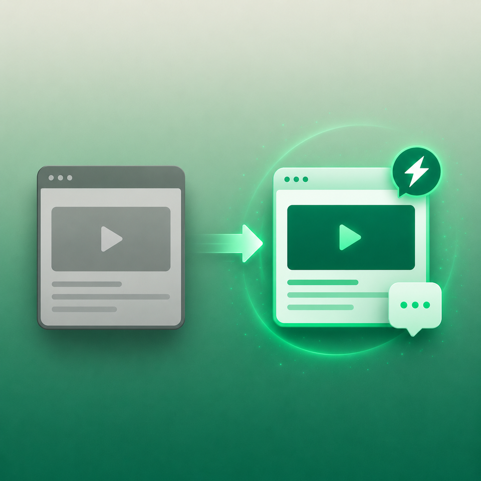 Illustration of a static webpage transforming into an interactive, AI-guided live demo